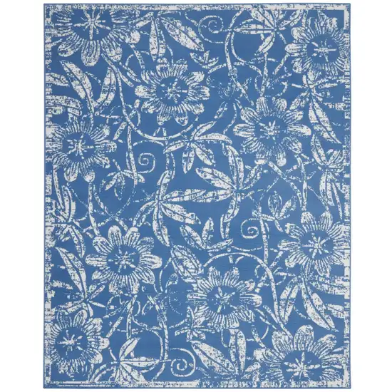 Blue Floral Dhurrie Area Rug Photo 2