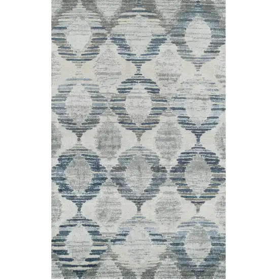 Blue and Ivory Geometric Area Rug Photo 9