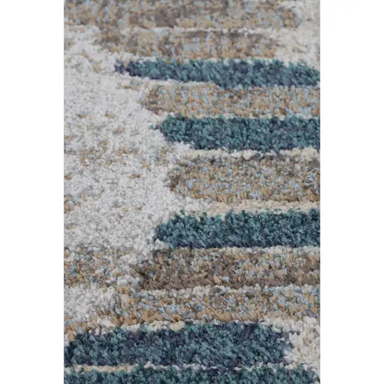 Blue and Ivory Geometric Area Rug Photo 3