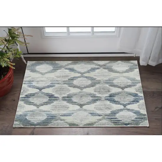 Blue and Ivory Geometric Area Rug Photo 1