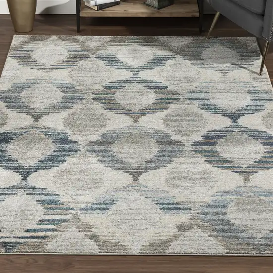 Blue and Ivory Geometric Area Rug Photo 6