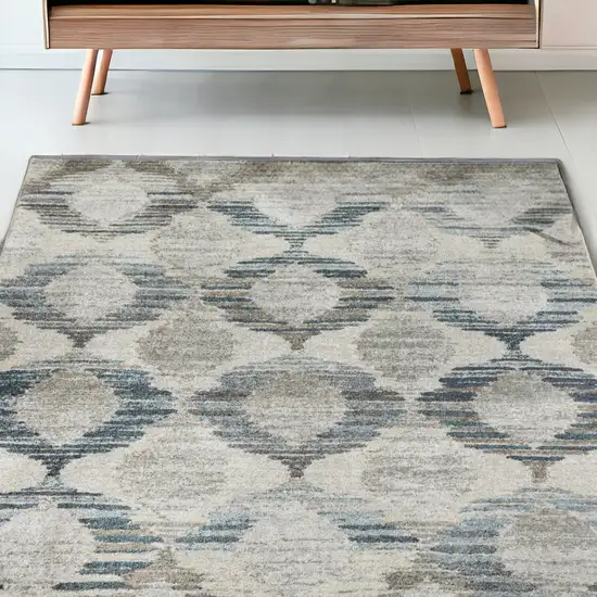 Blue and Ivory Geometric Area Rug Photo 1