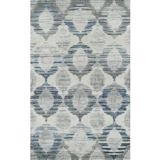 Blue and Ivory Geometric Area Rug Photo 2