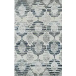 Photo of Blue and Ivory Geometric Area Rug