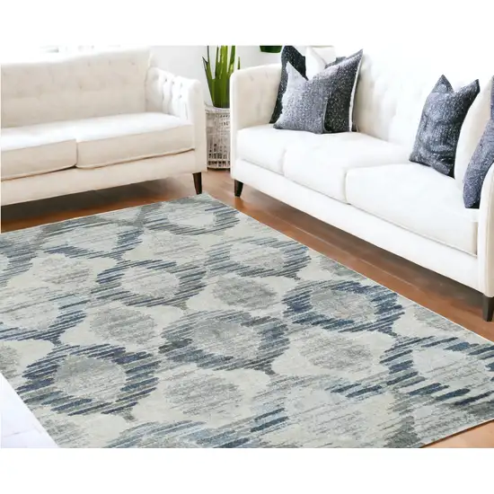 Blue and Ivory Geometric Area Rug Photo 1