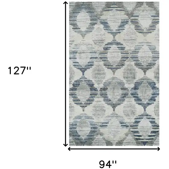 Blue and Ivory Geometric Area Rug Photo 3