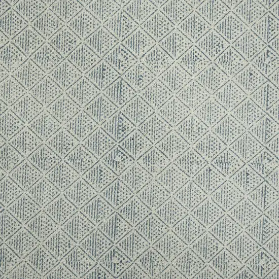 Blue and Ivory Geometric Flatweave Handmade Distressed Area Rug with Fringe Photo 3