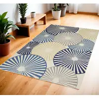 Photo of Blue and Ivory Geometric Power Loom Area Rug