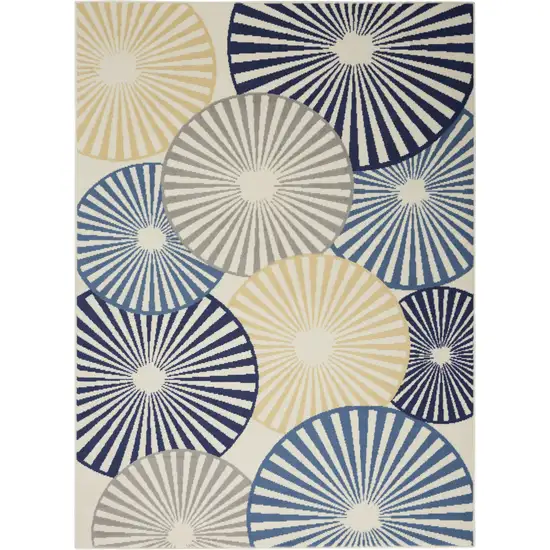 Blue and Ivory Geometric Power Loom Area Rug Photo 8