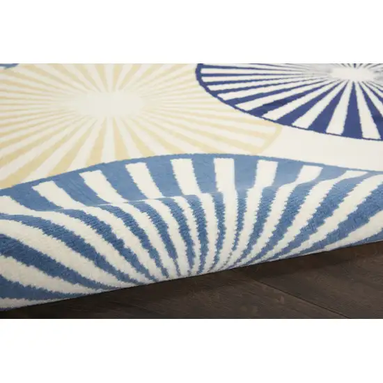 Blue and Ivory Geometric Power Loom Area Rug Photo 6