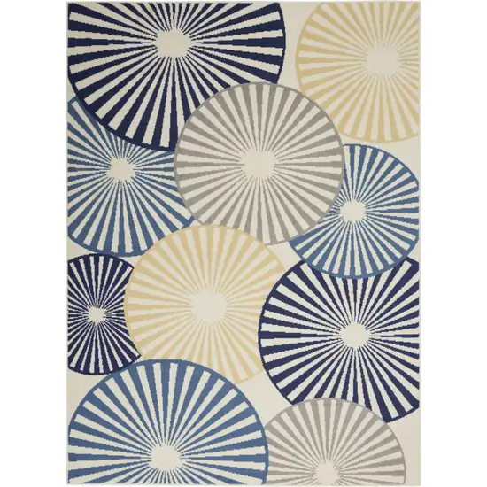 Blue and Ivory Geometric Power Loom Area Rug Photo 2