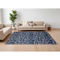 Photo of Blue and Ivory Geometric Power Loom Area Rug