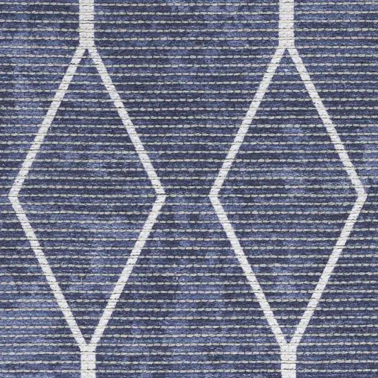 Blue and Ivory Geometric Power Loom Washable Area Rug Photo 4