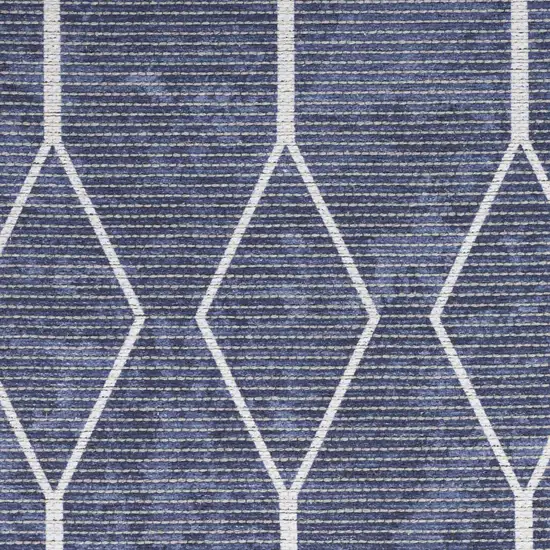 Blue and Ivory Geometric Power Loom Washable Area Rug Photo 4