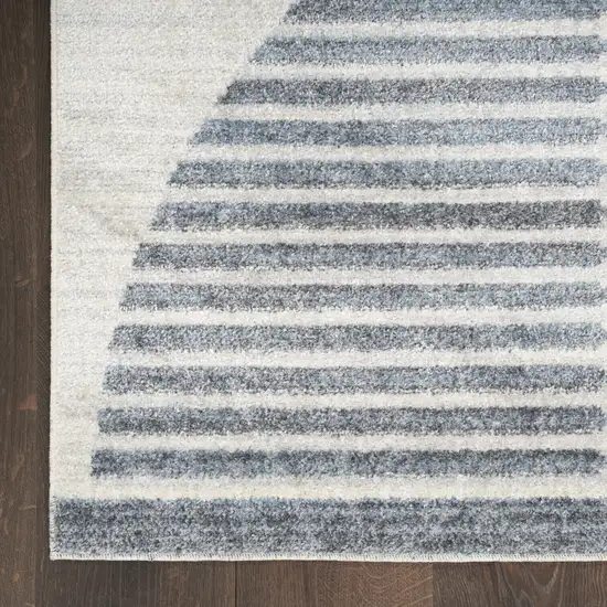 Blue and Ivory Geometric Power Loom Washable Runner Rug Photo 5