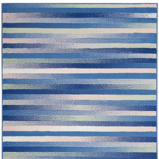 Blue and Ivory Halftone Stripe Area Rug Photo 9