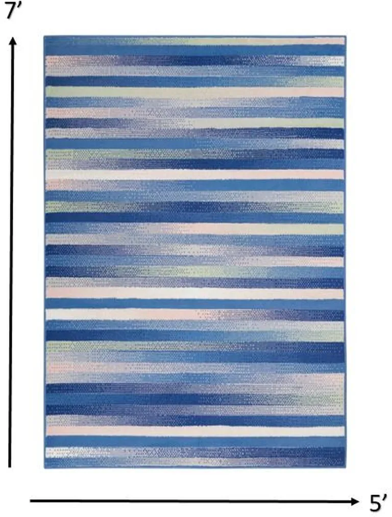 Blue and Ivory Halftone Stripe Area Rug Photo 1