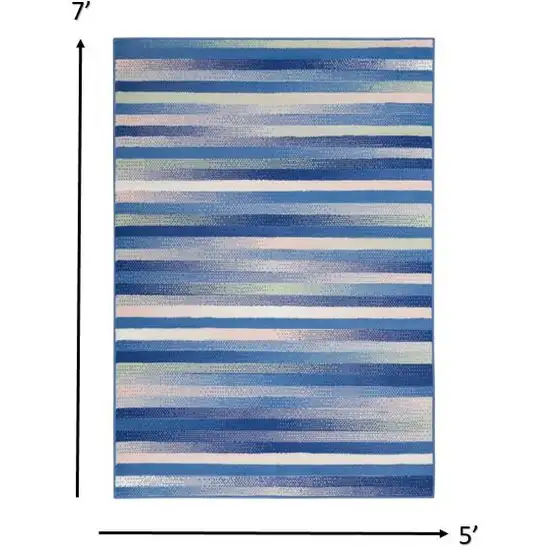 Blue and Ivory Halftone Stripe Area Rug Photo 1