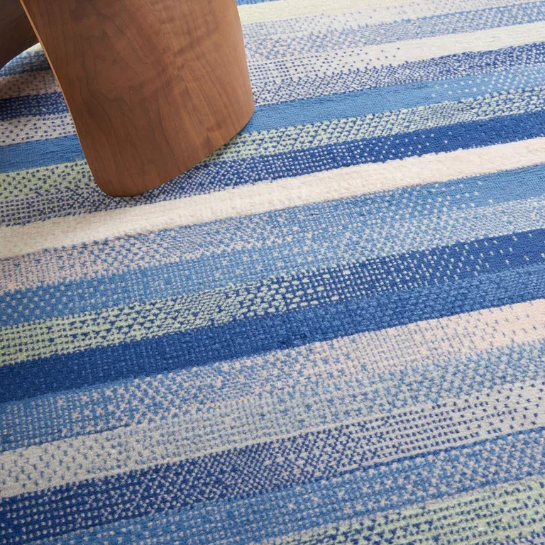 Blue and Ivory Halftone Stripe Area Rug Photo 2