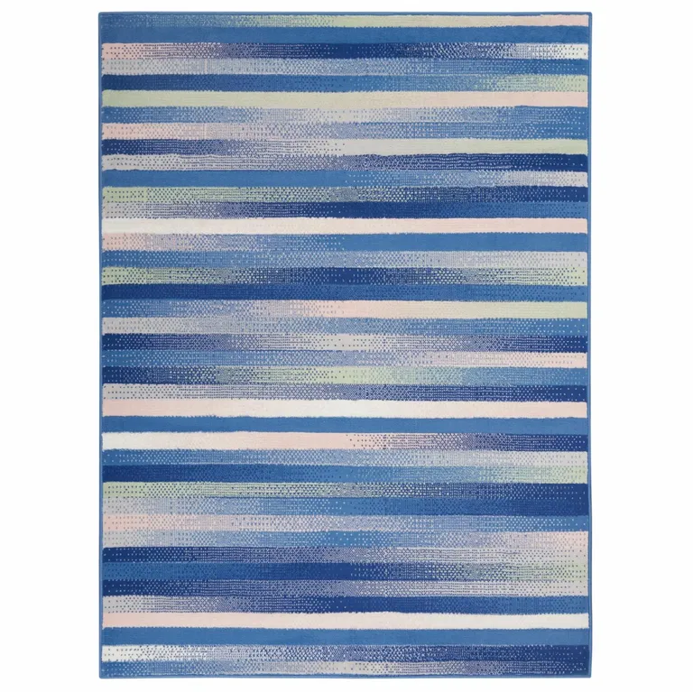 Blue and Ivory Halftone Stripe Area Rug Photo 3