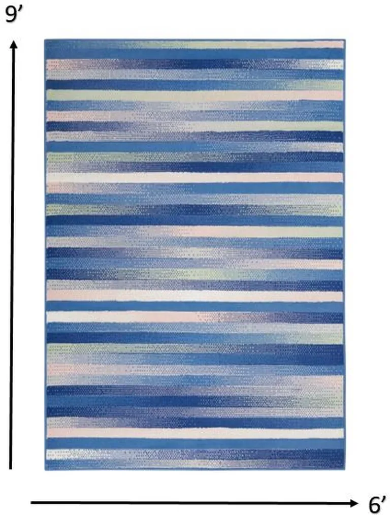 Blue and Ivory Halftone Stripe Area Rug Photo 1