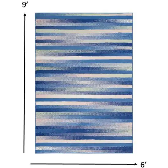 Blue and Ivory Halftone Stripe Area Rug Photo 1