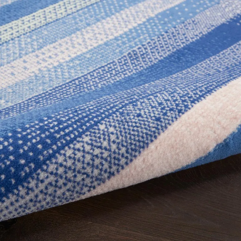 Blue and Ivory Halftone Stripe Area Rug Photo 4