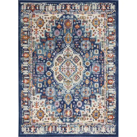 Blue And Ivory Power Loom Area Rug Photo 1