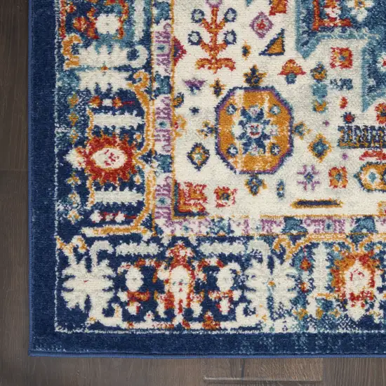 Blue And Ivory Medallion Area Rug Photo 2