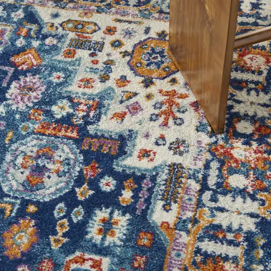 Blue And Ivory Medallion Area Rug Photo 8