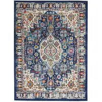 Photo of Blue and Ivory Medallion Area Rug