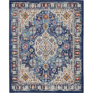 Photo of Blue and Ivory Medallion Area Rug