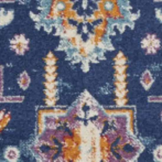 Blue And Ivory Medallion Area Rug Photo 6