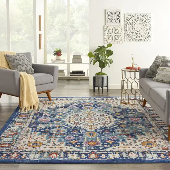 Blue And Ivory Power Loom Area Rug Photo 6