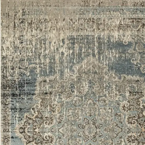 Blue And Ivory Medallion Area Rug Photo 5