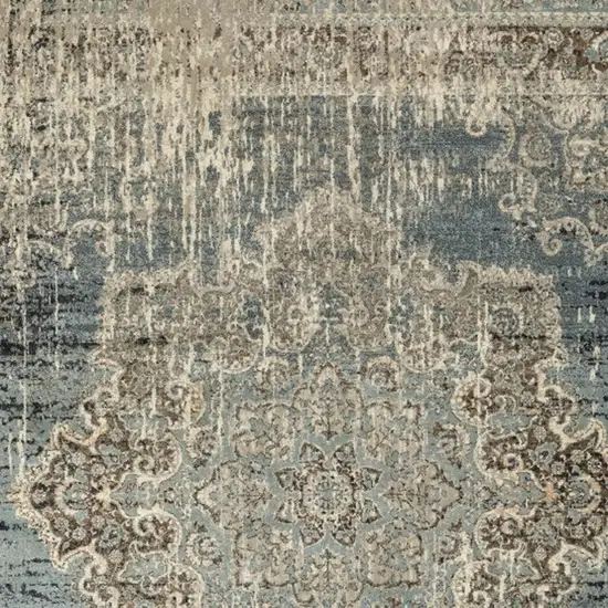 Blue and Ivory Medallion Area Rug Photo 4