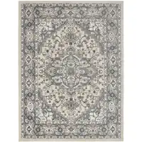 Photo of Blue and Ivory Medallion Power Loom Distressed Area Rug