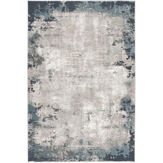 Blue and Ivory Modern Abstract Area Rug Photo 2