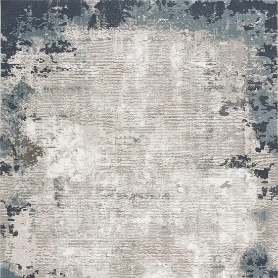 Blue and Ivory Abstract Power Loom Area Rug Photo 5