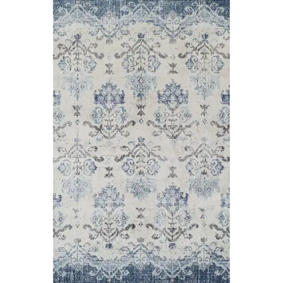 Blue and Ivory Oriental Area Rug Photo 2