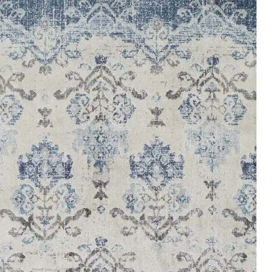 Blue and Ivory Oriental Area Rug Photo 8