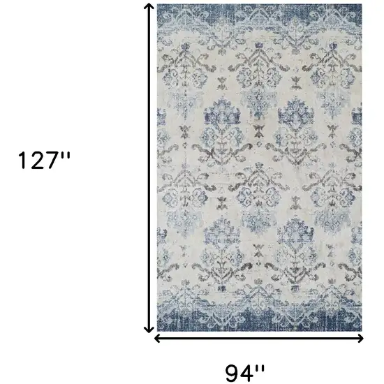 Blue and Ivory Oriental Area Rug Photo 9