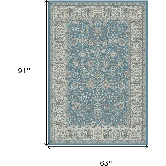 Blue and Ivory Oriental Area Rug Photo 5