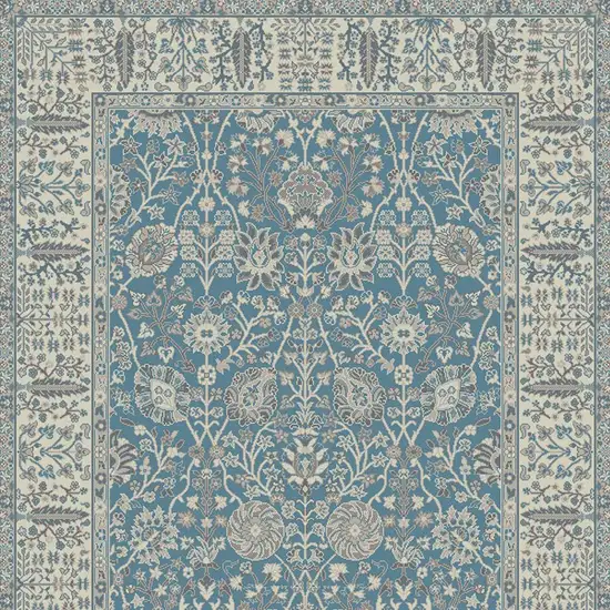 Blue and Ivory Oriental Area Rug Photo 4