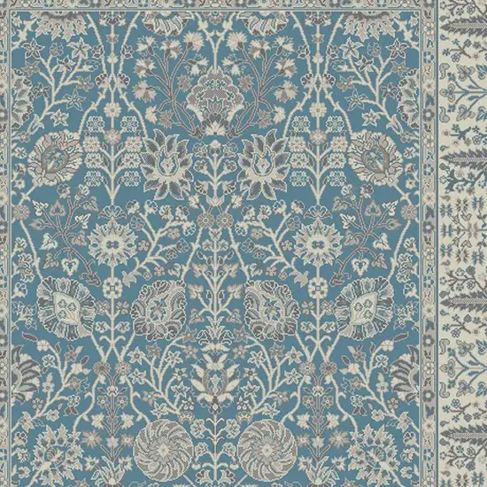 Blue and Ivory Oriental Area Rug Photo 3