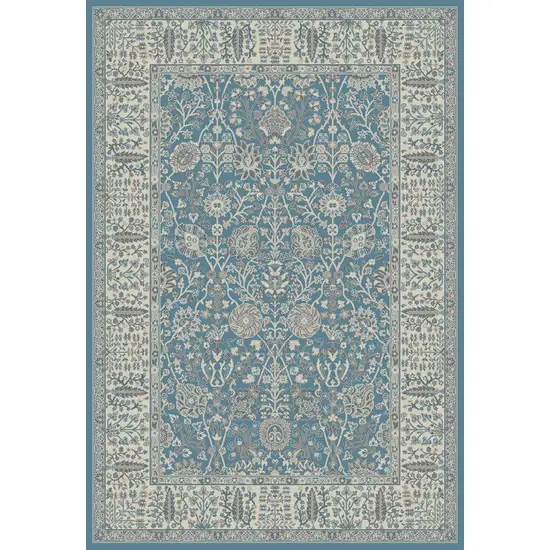 Blue and Ivory Oriental Area Rug Photo 2