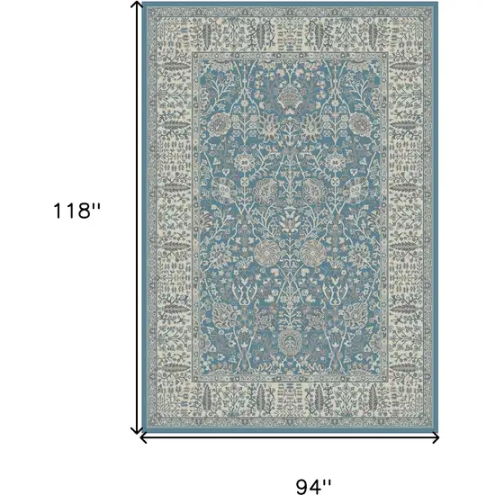 Blue and Ivory Oriental Area Rug Photo 5