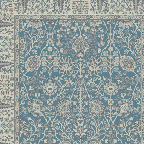 Blue and Ivory Oriental Area Rug Photo 3