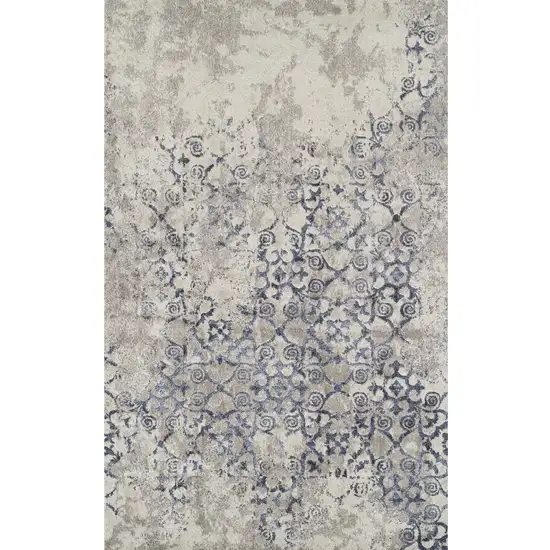 Blue and Ivory Oriental Distressed Area Rug Photo 1