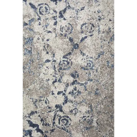 Blue and Ivory Oriental Distressed Area Rug Photo 3